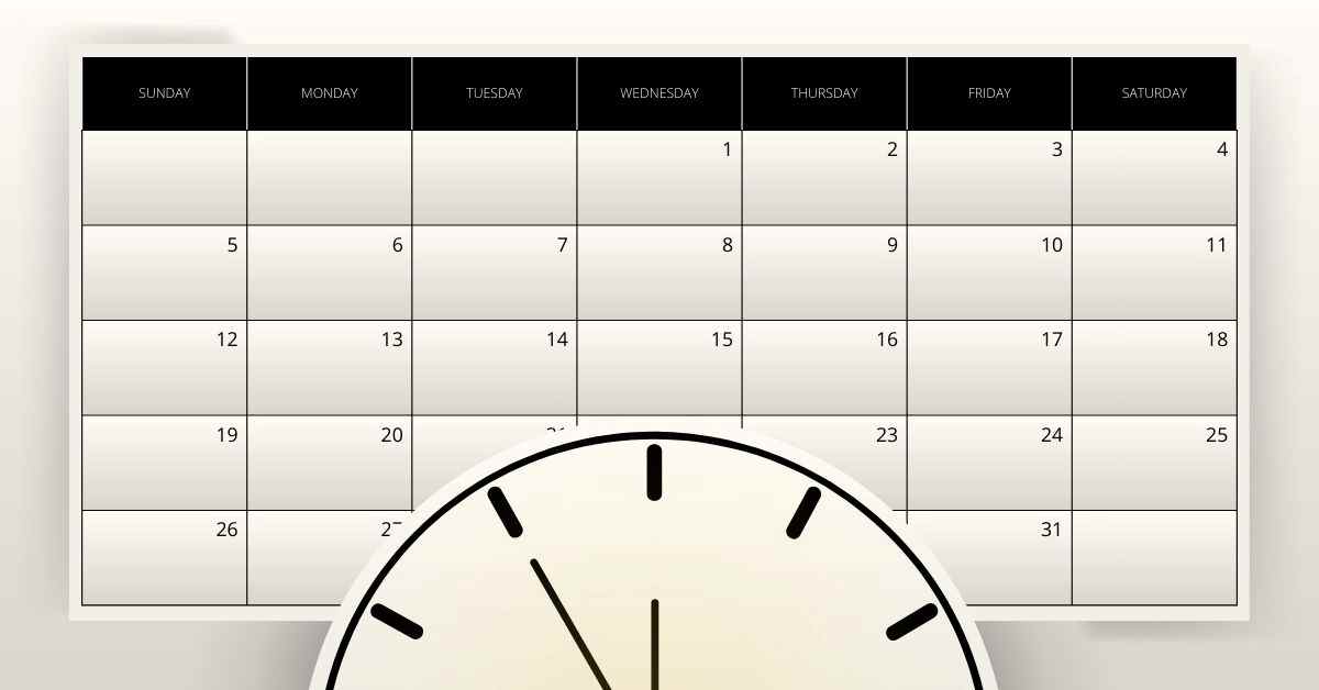 A stylish analog clock and calendar